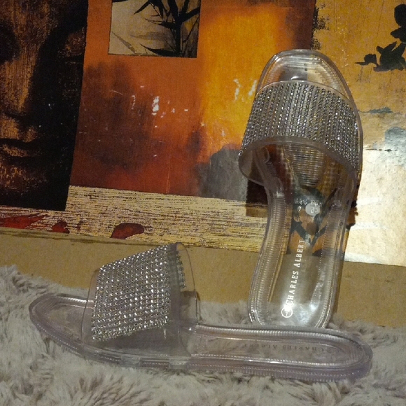 Charles Albert Women's Clear and Silver Sandals - Picture 1 of 4